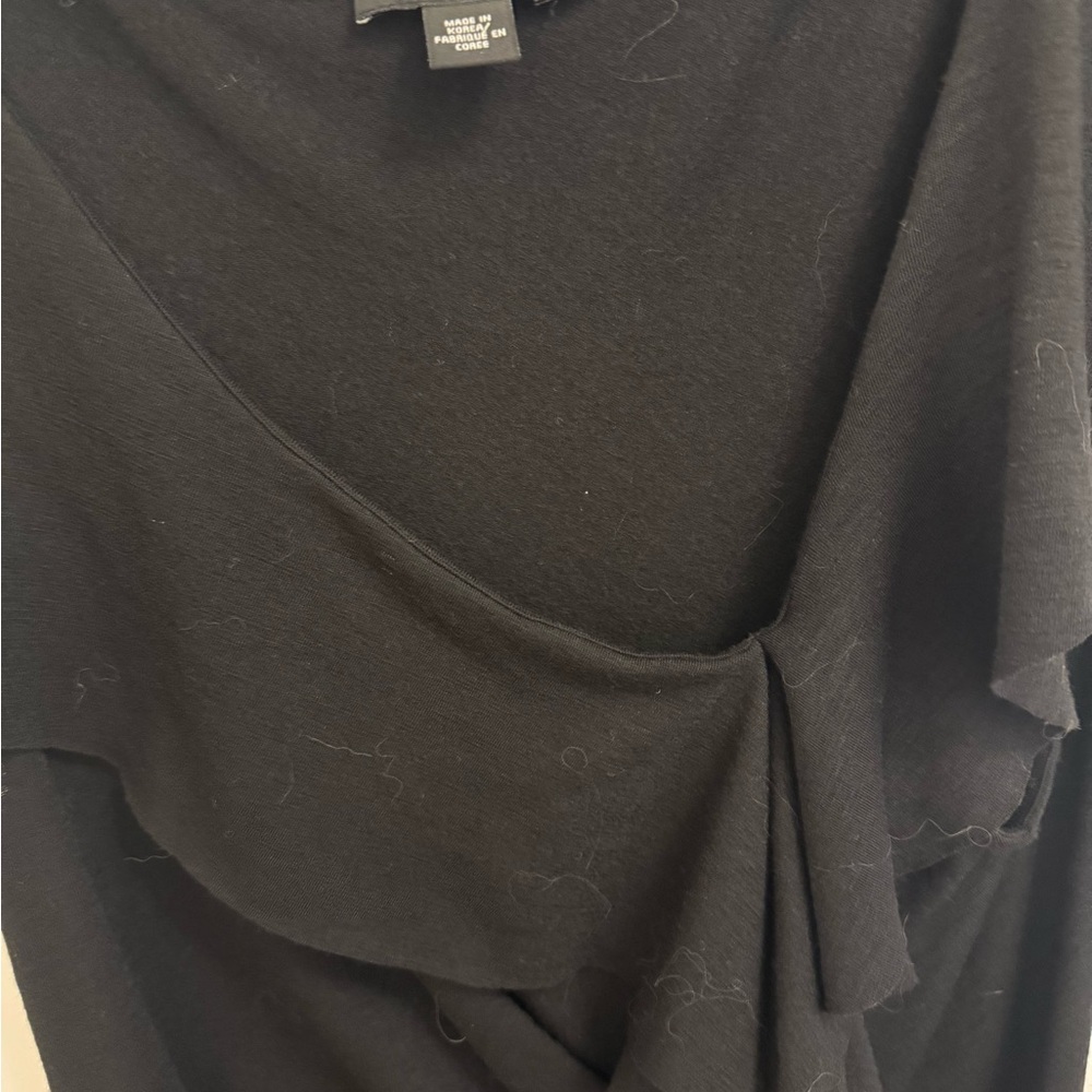 DKNY Ruched Ruffle Black Knit midi size large Excellent Condition - Picture 3 of 6